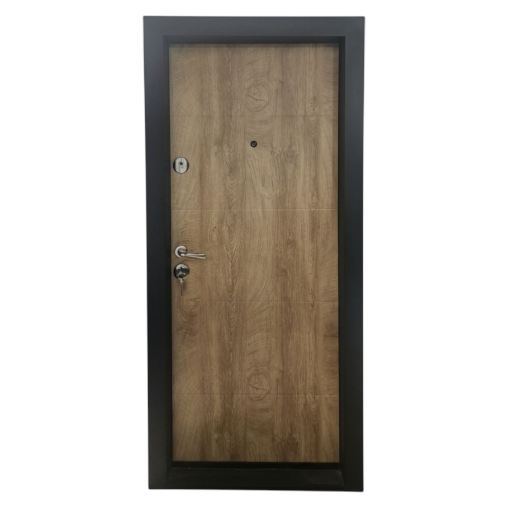 Usa metalica de apartament cu izolatie si vizor Novo Doors First Class NDS28, Deschidere Stanga Dreapta, Dimensiune 200X88 cm, Tabla 1.2 mm, Kit complet, Stejar deschis (Sens deschidere: Dreapta)