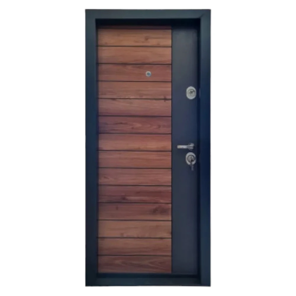 Usa metalica de apartament cu izolatie si vizor Novo Doors First Class NDFC09, Deschidere Stanga Dreapta, Dimensiune 200X88 cm, Tabla 1.2 mm, Kit complet, Gri antracit cu insertie Nuc (Sens deschidere: Stanga)