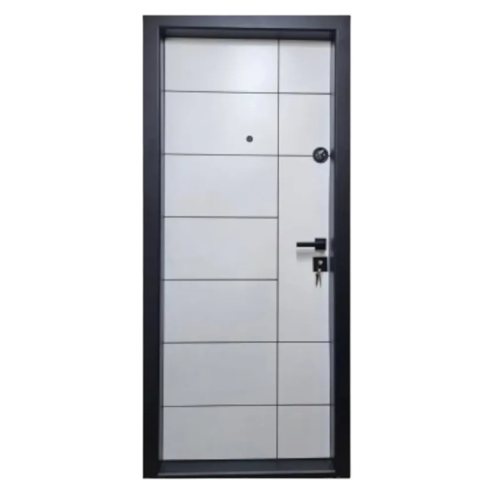 Usa metalica de apartament cu izolatie si vizor Novo Doors First Class NDS02, Deschidere Stanga Dreapta, Dimensiune 200X88 cm, Tabla 1.2 mm, Kit complet, Alb (Sens deschidere: Stanga)