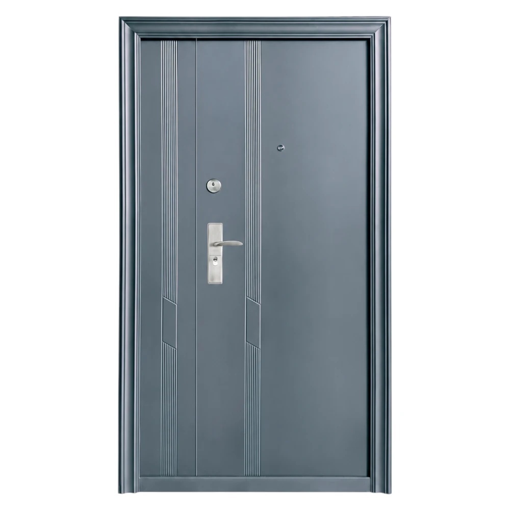Usa metalica dubla de exterior cu izolatie si vizor Novo Doors ND43D, Deschidere Stanga Dreapta, Dimensiune 120x200 cm, Tabla 0.7 mm, pentru case, Gri antracit (Sens deschidere: Dreapta)