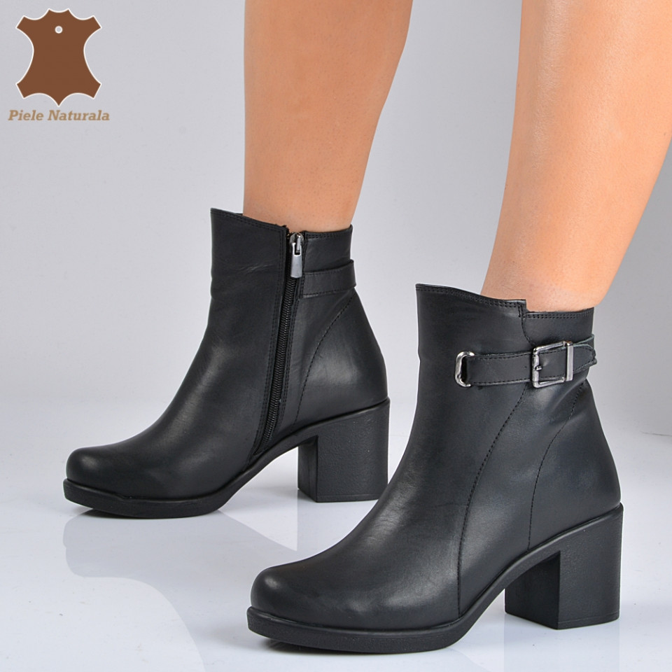 Botine Piele Naturala Amalia Negre