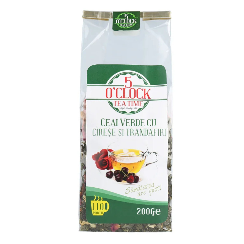 5 o'clock tea ceai verde cu cirese si trandafiri 200g