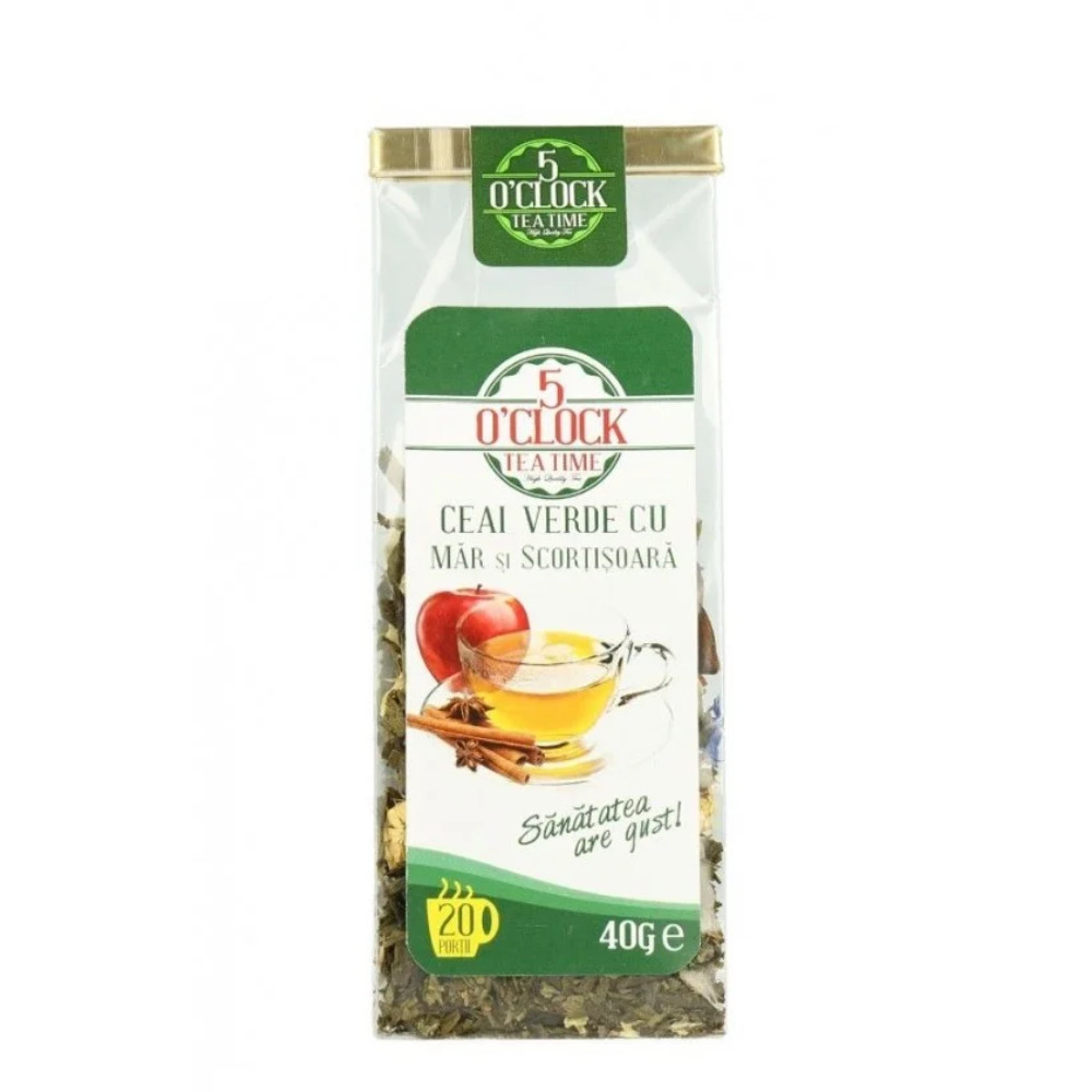 5 O\' Clock Tea Ceai Verde cu Mar si Scortisoara 40g