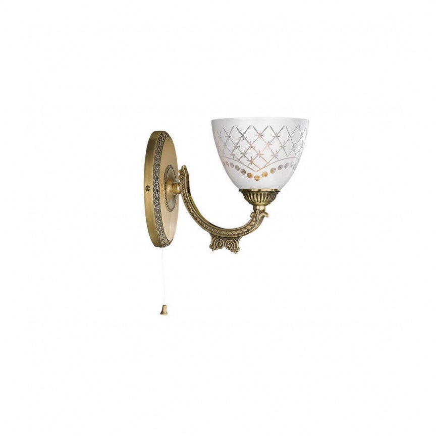 Aplica de perete clasic design italian din alama, sticla 7052 RA-A. 7052/1
