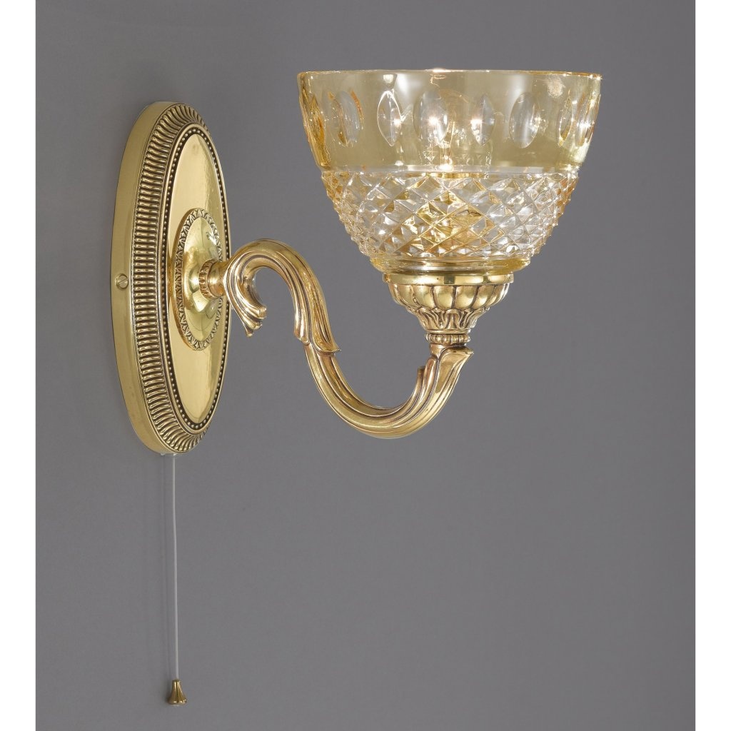Aplica de perete design italian din alama si sticla chihlimbar 4320