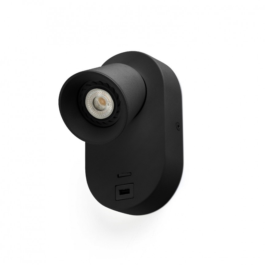 Aplica perete moderna cu USB charger CORB neagra 40136
