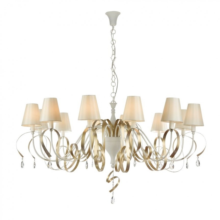 Candelabru elegant cu 12 brate, design modern Intreccio alb MYARM010-12-W