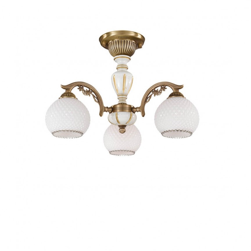 Lustra aplicata cu 3 brate clasic design italian din alama, sticla si lemn 8605 RA-PL. 8625/3