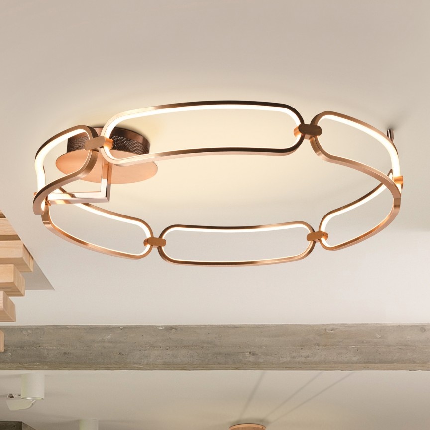 Lustra LED aplicata design ultra-modern, dimabila cu telecomanda, 80cm Colette auriu roze