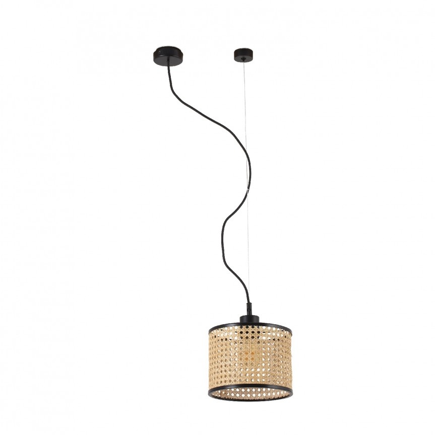 Lustra pendul moderna design natural MAMBO simple 21cm negru/ratan 64315-47