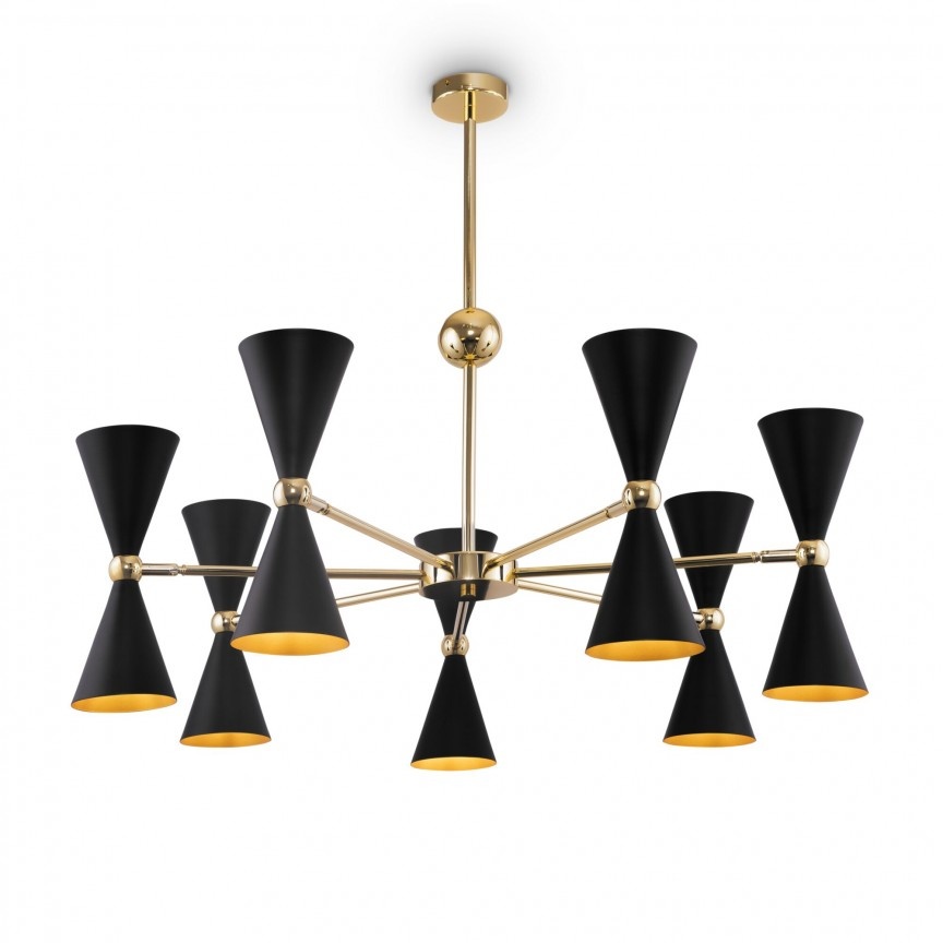 Lustra suspendata design decorativ Vesper negru/auriu MYMOD108PL-14GB