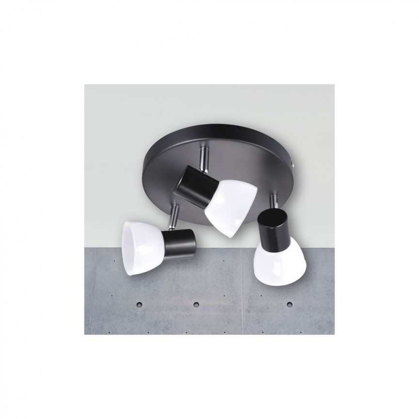 Plafoniera cu 3 spoturi LED Mambo negru 77740003 NL