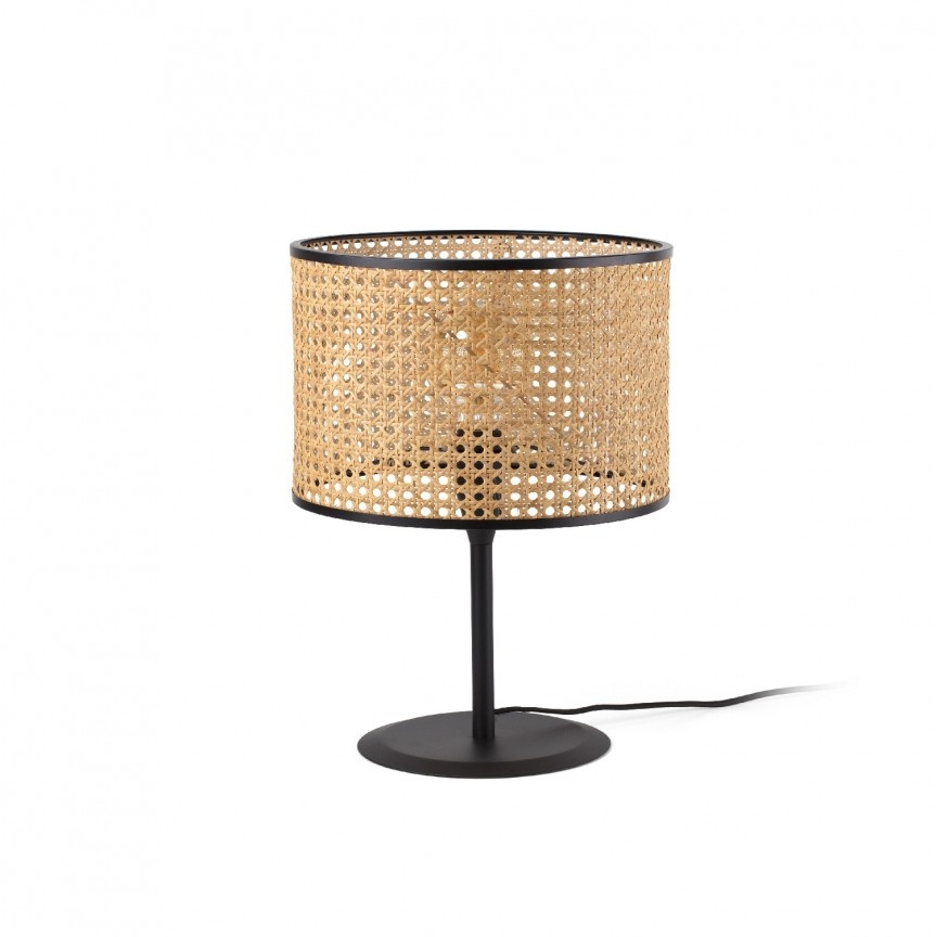 Veioza / Lampa de masa moderna design natural MAMBO negru/ratan 64311-48