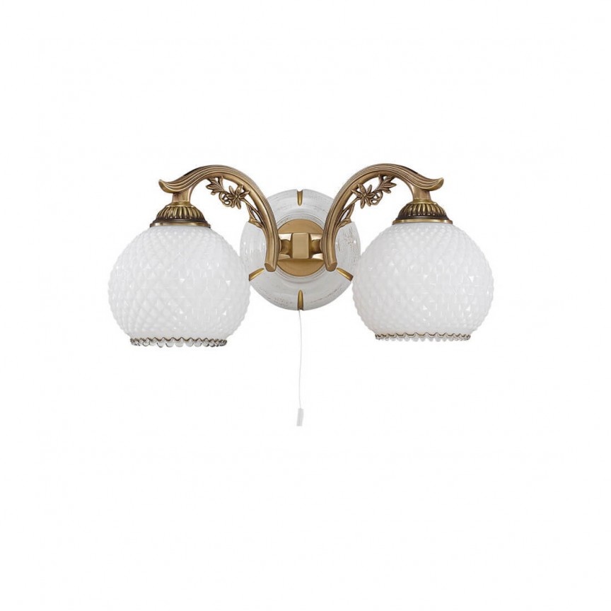 Aplica clasic design italian din alama, sticla si lemn 8605 RA-A. 8605/2