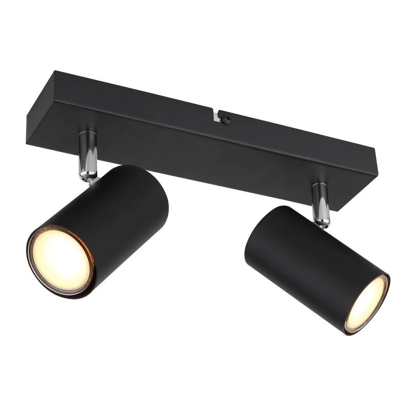 Aplica de perete / tavan cu 2 spoturi directionabile design modern ROBBY negru mat