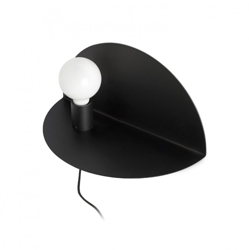 Aplica perete moderna cu raft NIT neagra stanga 01004