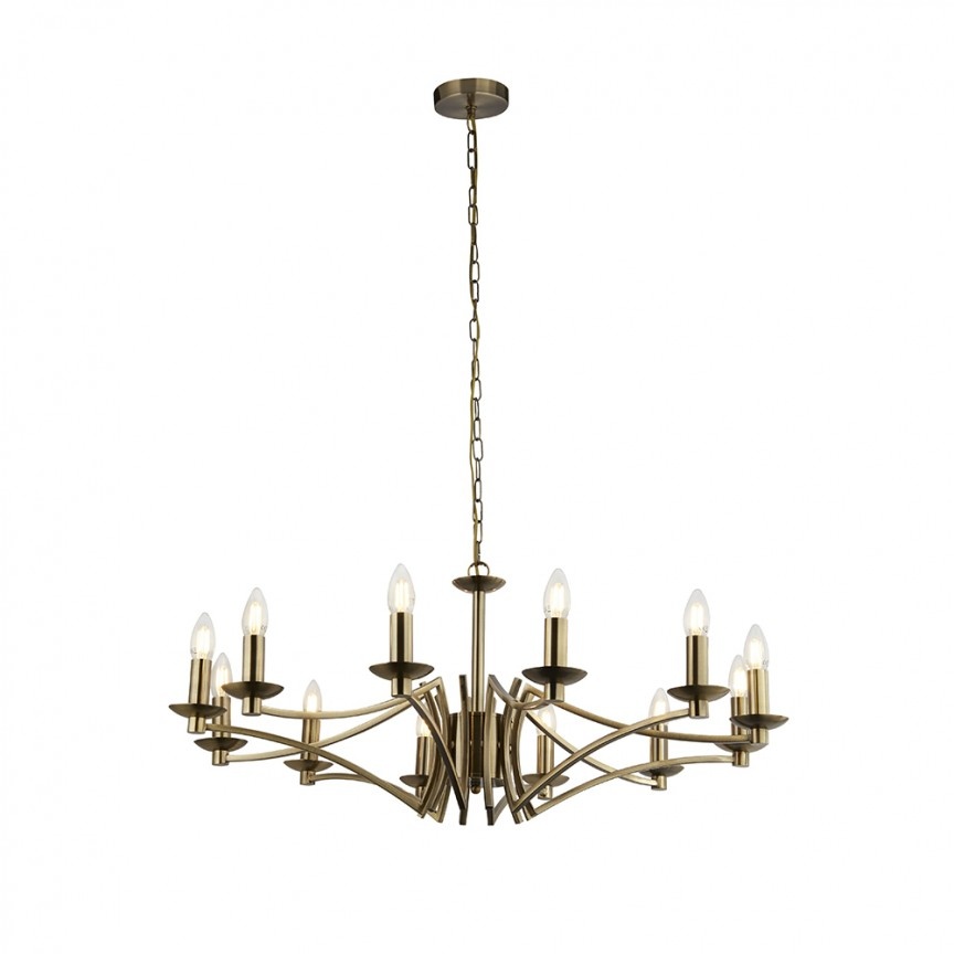 Candelabru clasic cu 12 brate stil elegant Ascot alama antic 41312-12AB SRT