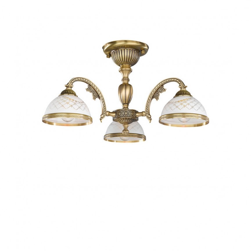 Lustra aplicata cu 3 brate clasic design italian din alama, sticla 7002 RA-PL. 7022/3