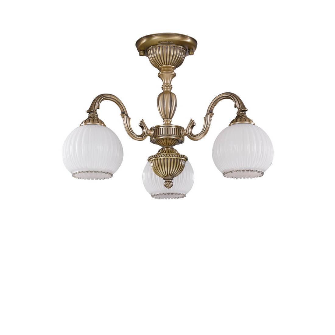 Lustra aplicata cu 3 brate clasic design italian din alama, sticla 9200 RA-PL. 9220/3