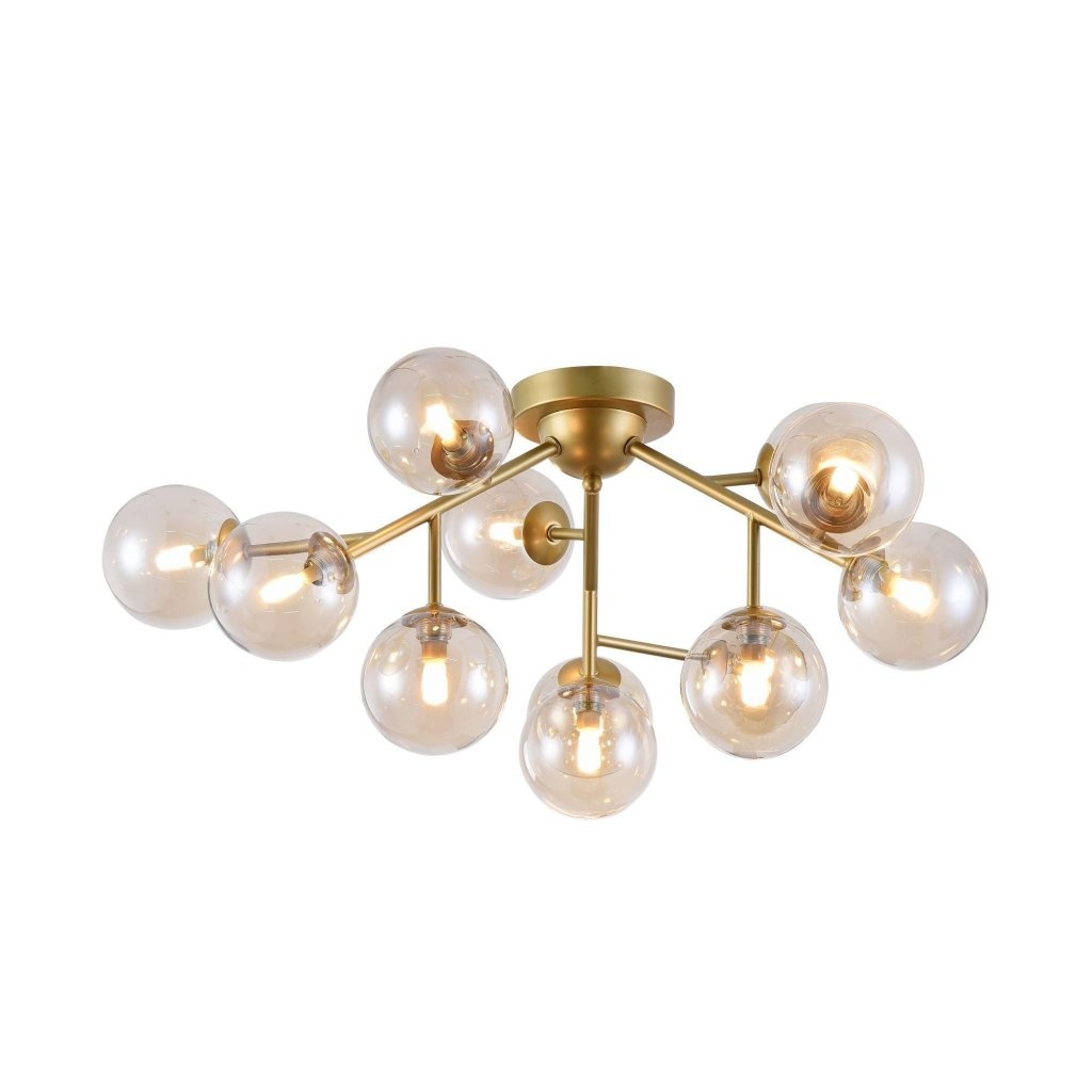 Lustra deosebita cu 12 de surse de lumina Dallas, auriu mat/ chihlimbar MYMOD545PL-12G