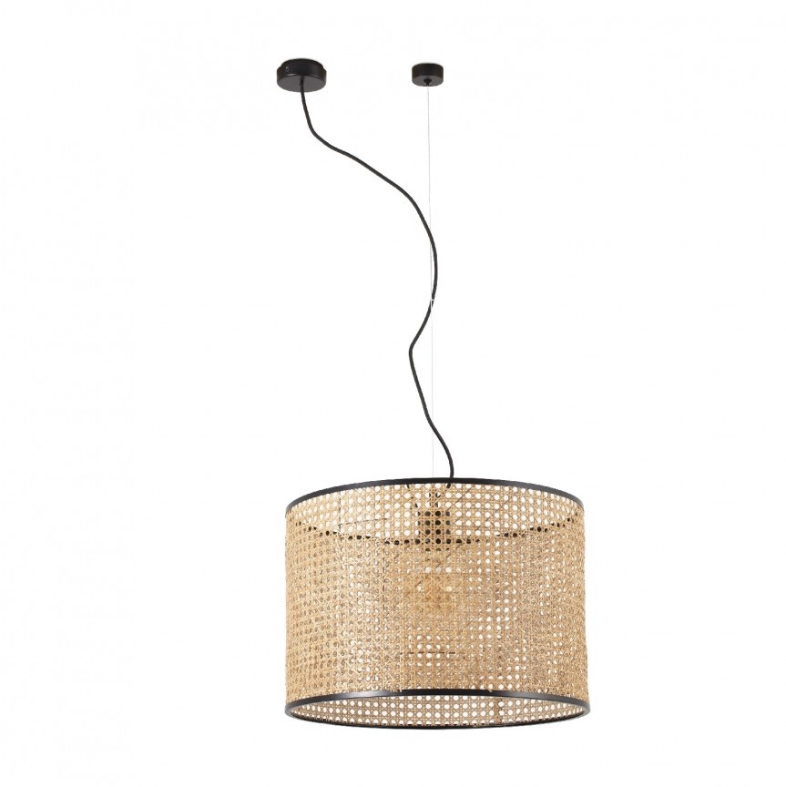 Lustra pendul moderna design natural MAMBO simple 45cm negru/ratan 64315-49