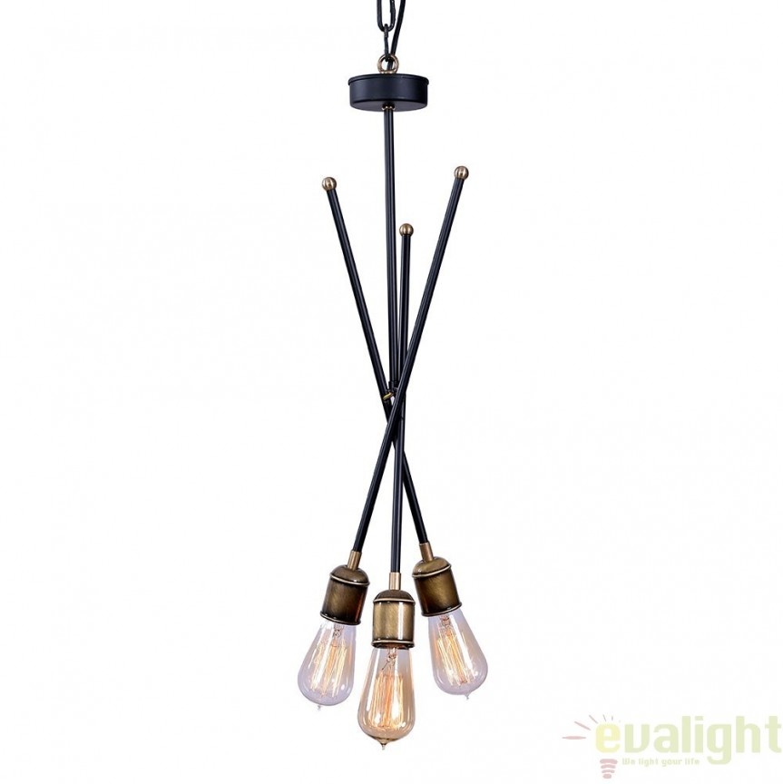 PENDUL DESIGN VINTAGE ATOM CEILING LIGHT F021 102 MATTE JET BLACK SW