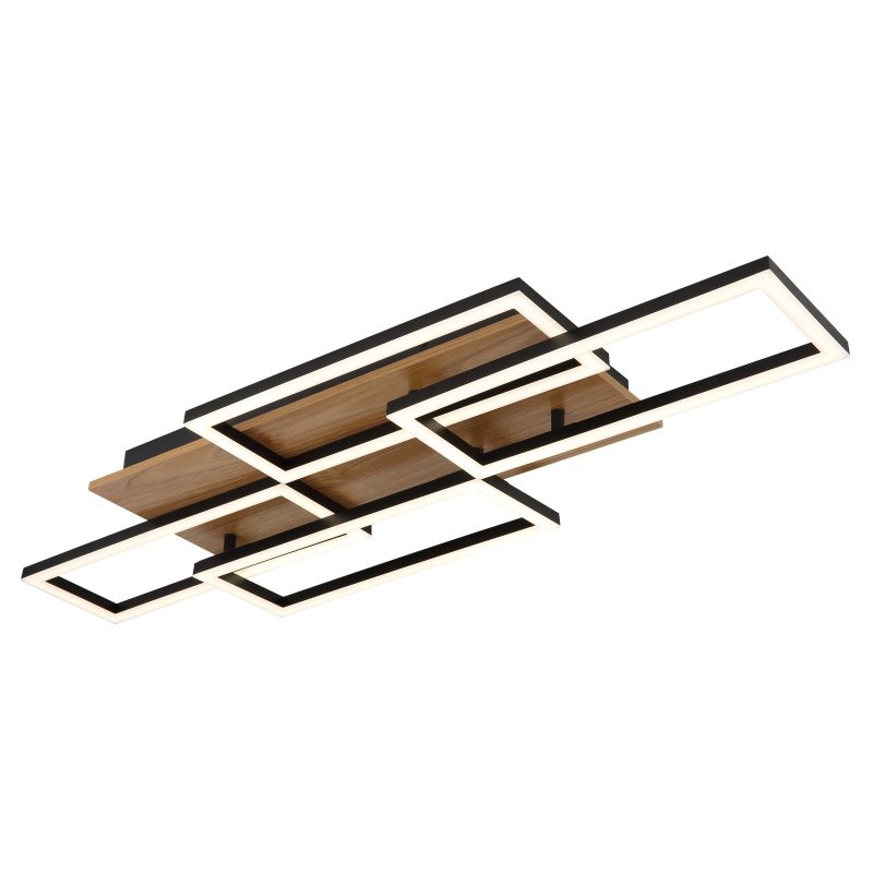 Plafoniera LED CCT cu telecomanda JEFFRY aspect lemn 67359-40 GL