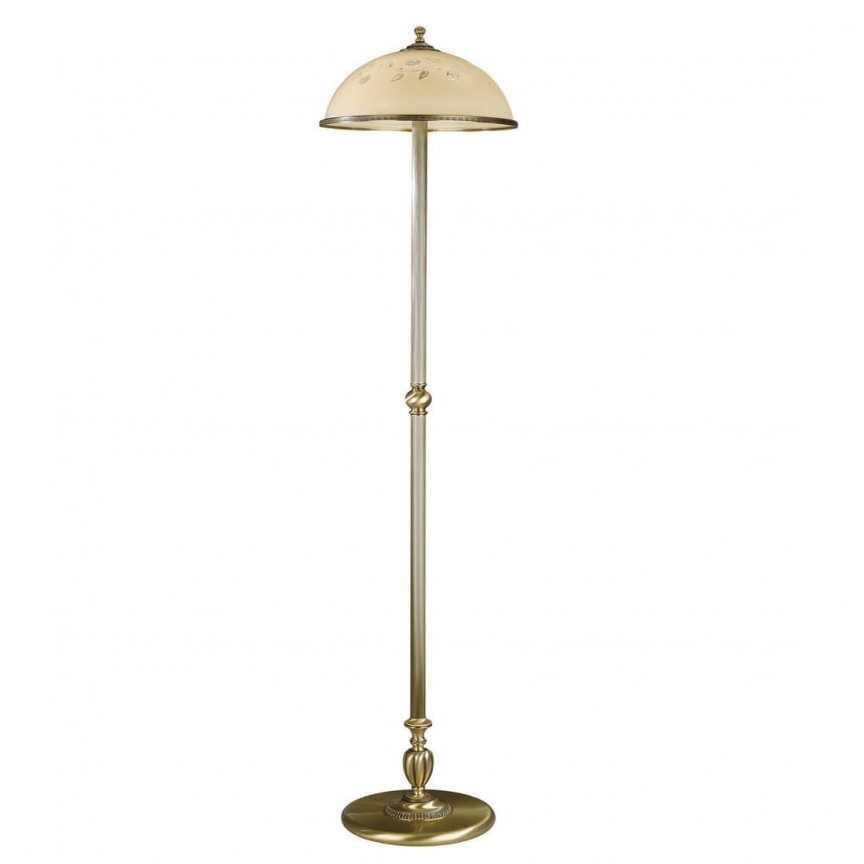 Lampadar / Lampa de podea din alama cu sticla decorata design italian 6208