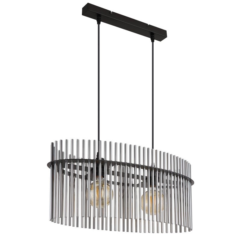 Lustra suspendata, Metal Negru, Sticla Fumurie, GORLEY 15698H3 GL