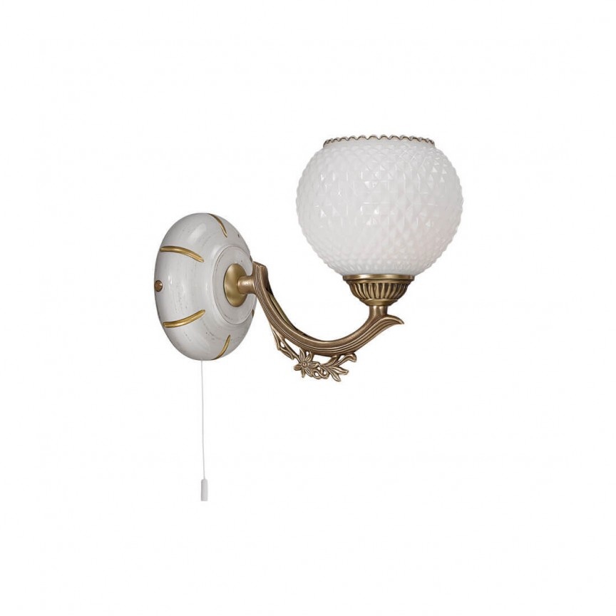 Aplica de perete clasic design italian din alama, sticla si lemn 8655 RA-A. 8655/1