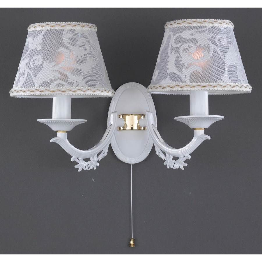 Aplica de perete cu 2 brate design italian din alama cu metal alb 9630