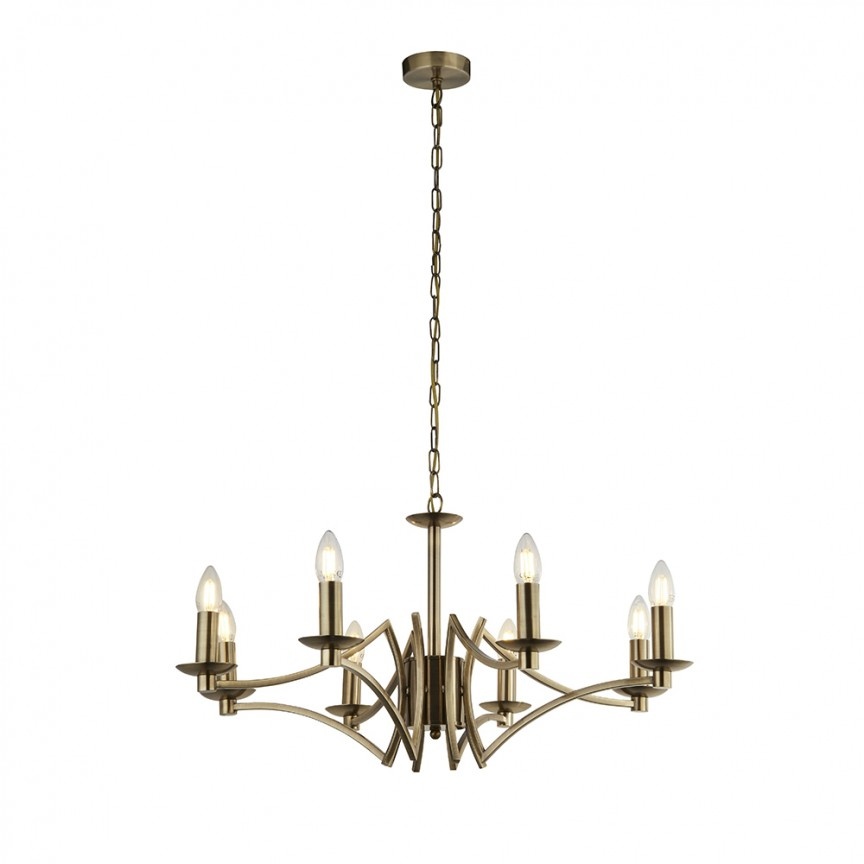 Candelabru clasic cu 8 brate stil elegant Ascot alama antic 41312-8AB SRT