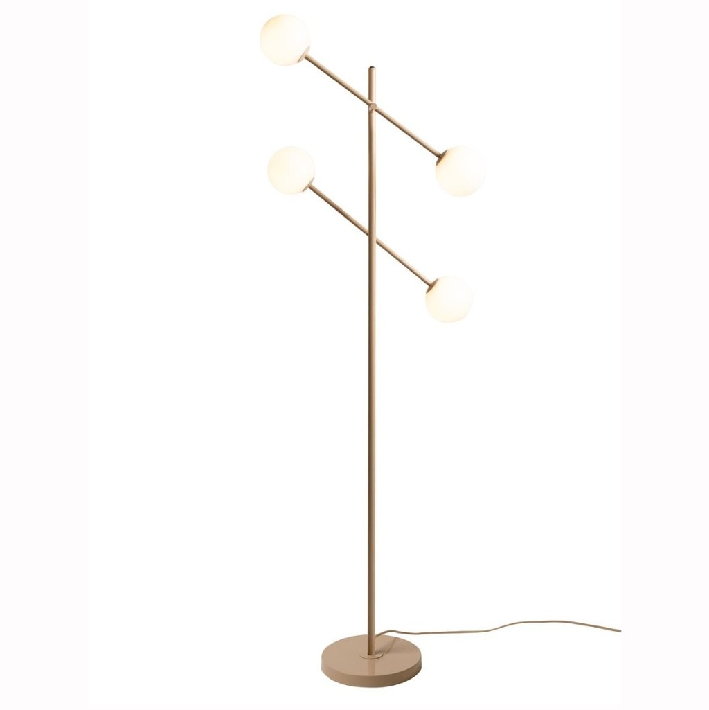 Lampadar cu 4 globuri sticla si metal bej Copenhagen