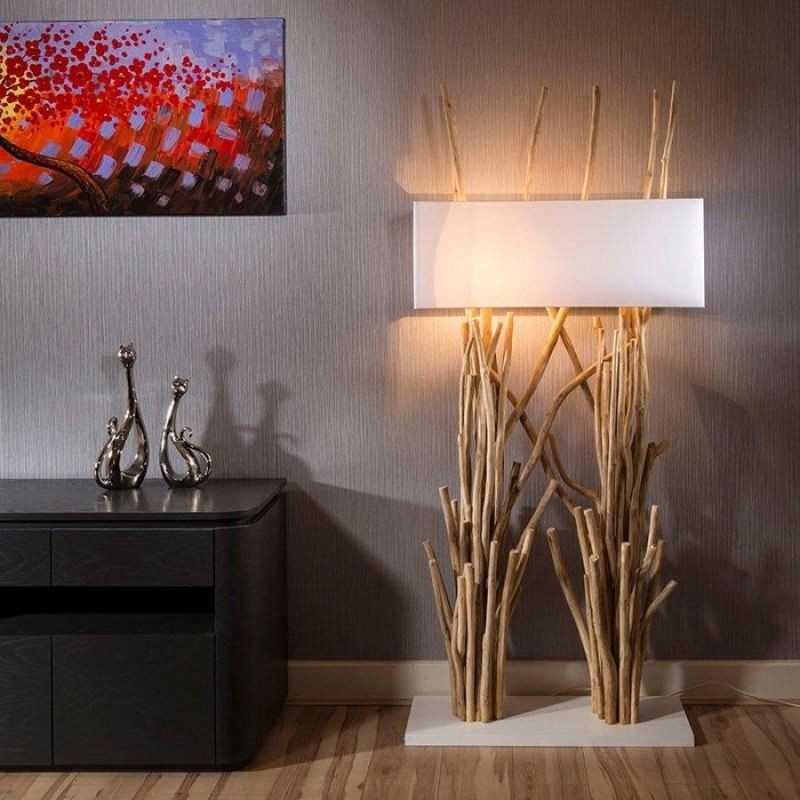 Lampadar design rustic din lemn de pluta RE FL