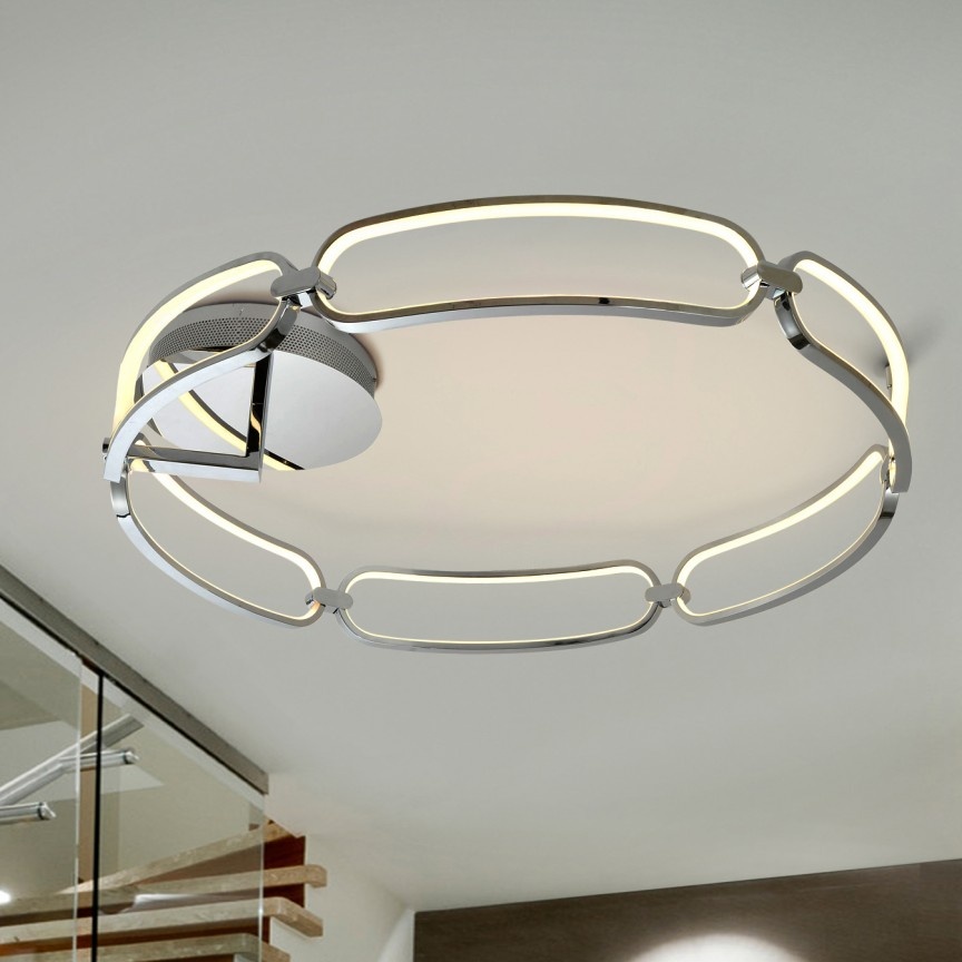 Lustra LED dimabila cu telecomanda design ultra-modern 80cm Colette crom