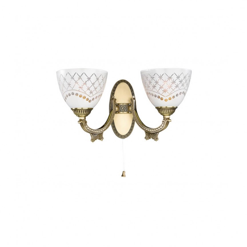Aplica clasic design italian din alama, sticla 7052 RA-A. 7052/2