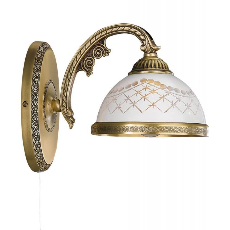 Aplica de perete clasic design italian din alama, sticla 7002 RA-A. 7002/1