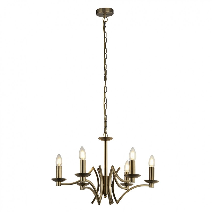 Candelabru clasic cu 6 brate stil elegant Ascot alama antic 41312-6AB SRT