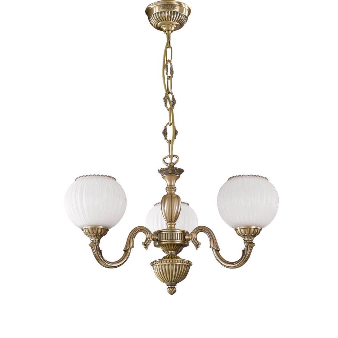 Candelabru clasic design italian din alama, sticla 9250 RA-L. 9250/3