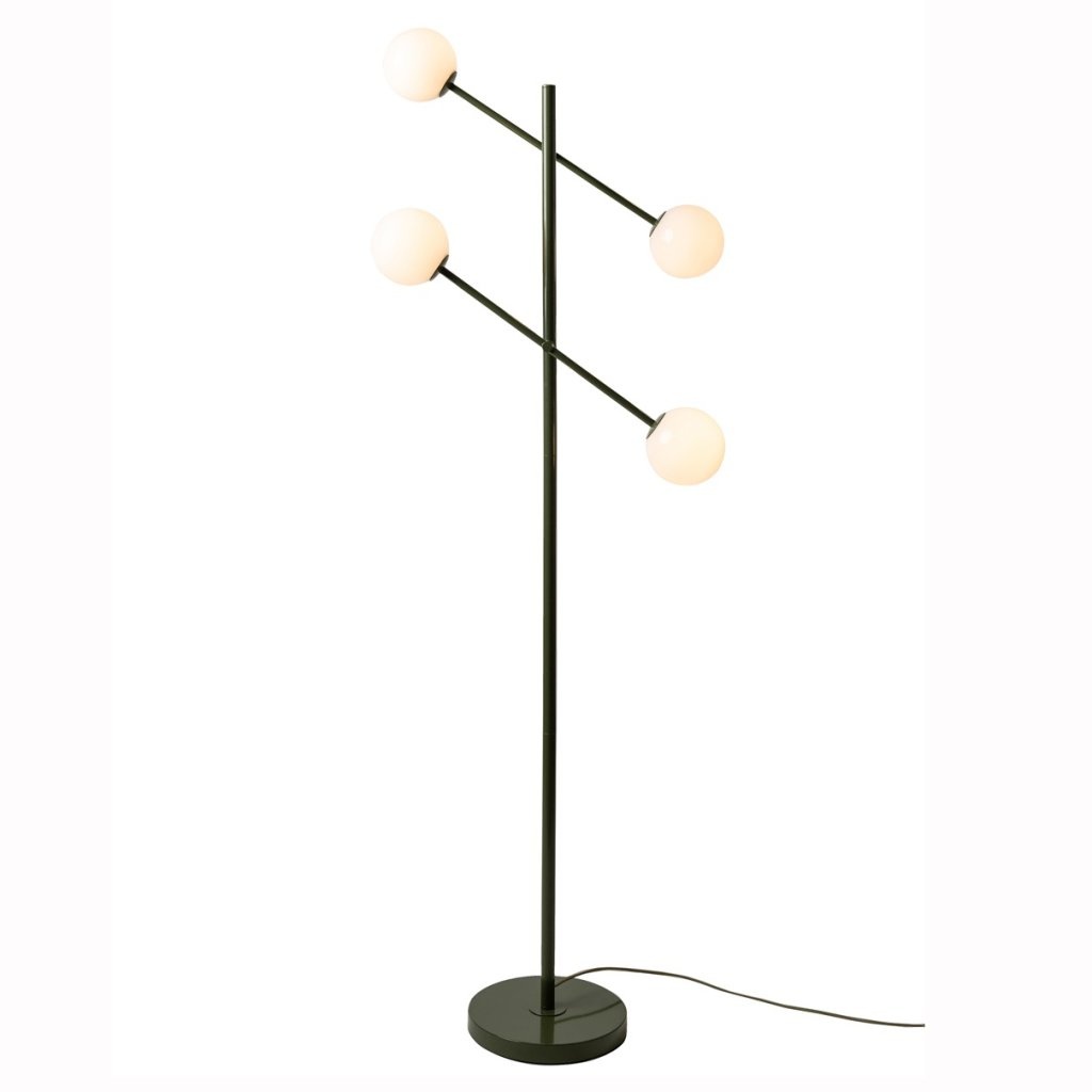 Lampadar cu 4 globuri sticla si metal verde Copenhagen