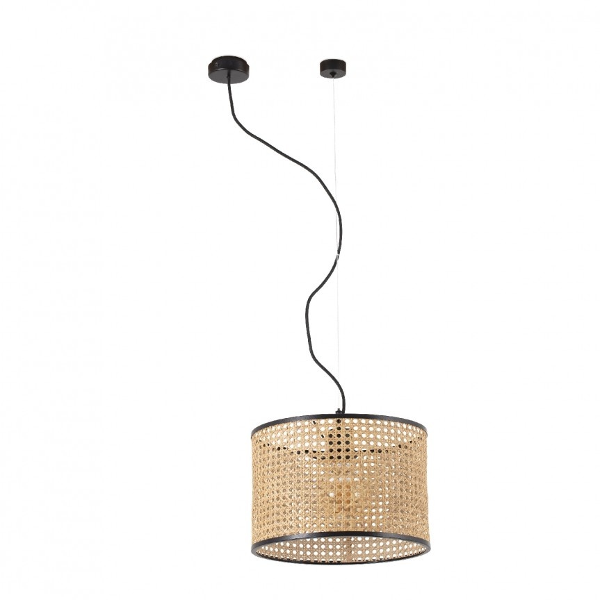 Lustra pendul moderna design natural MAMBO simple 32cm negru/ratan 64315-48