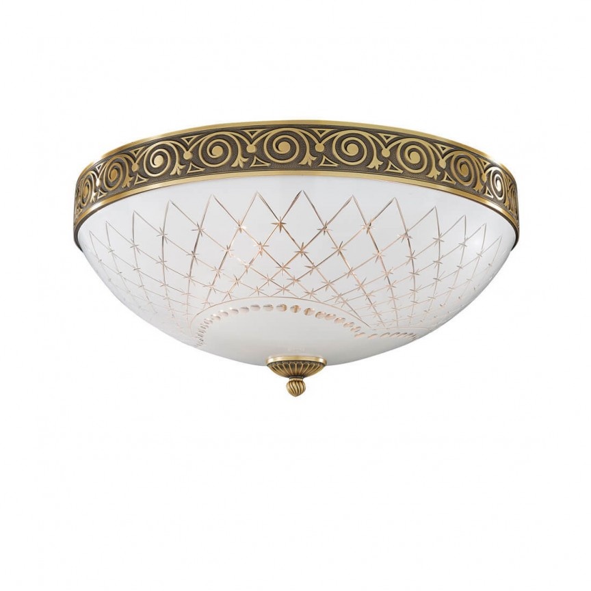 Plafoniera clasic design italian din alama, sticla 7002 RA-PL. 7002/4