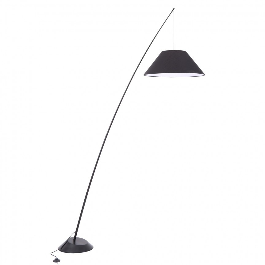Lampadar cu brat telescopic cu abajur textil negru Campanula MYZ002FL-01B