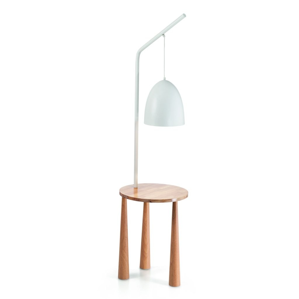 Lampadar cu suport din lemn, masuta cu 3 picioare PIANO PT1 BIANCO 138282