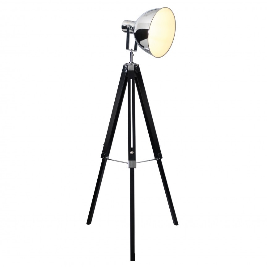 Lampadar cu trepied design retro Christie, negru/ crom 2058642 NV