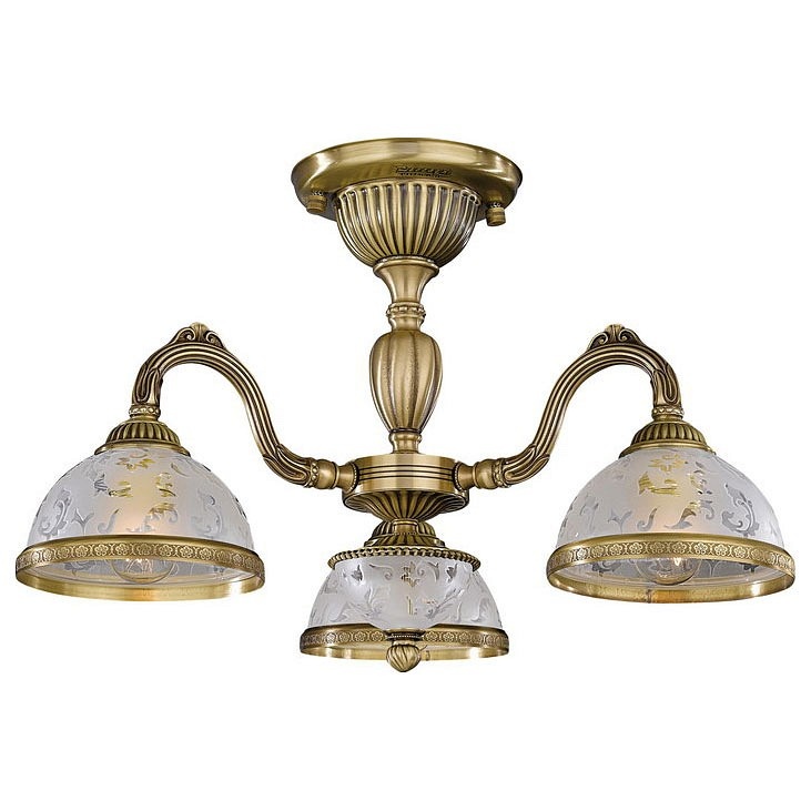 Lustra aplicata cu 3 brate design clasic din alama si sticla 6202