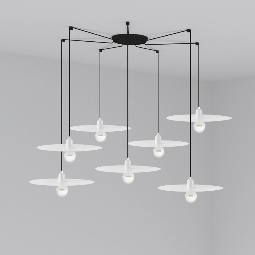 Lustra cu 7 Pendule design modern PLAT alb