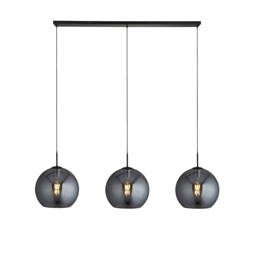 Lustra design modern cu 3 pendule fumurii AMSTERDAM 1023-3SM SRT