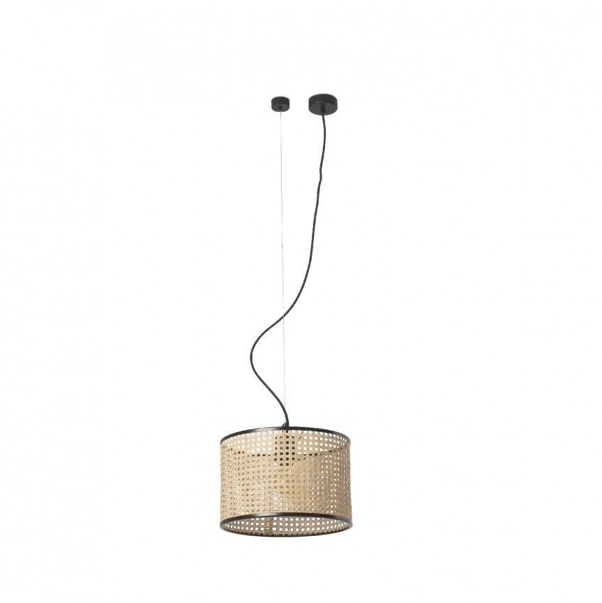 Lustra pendul moderna design natural MAMBO 32cm negru/ratan 64314-48