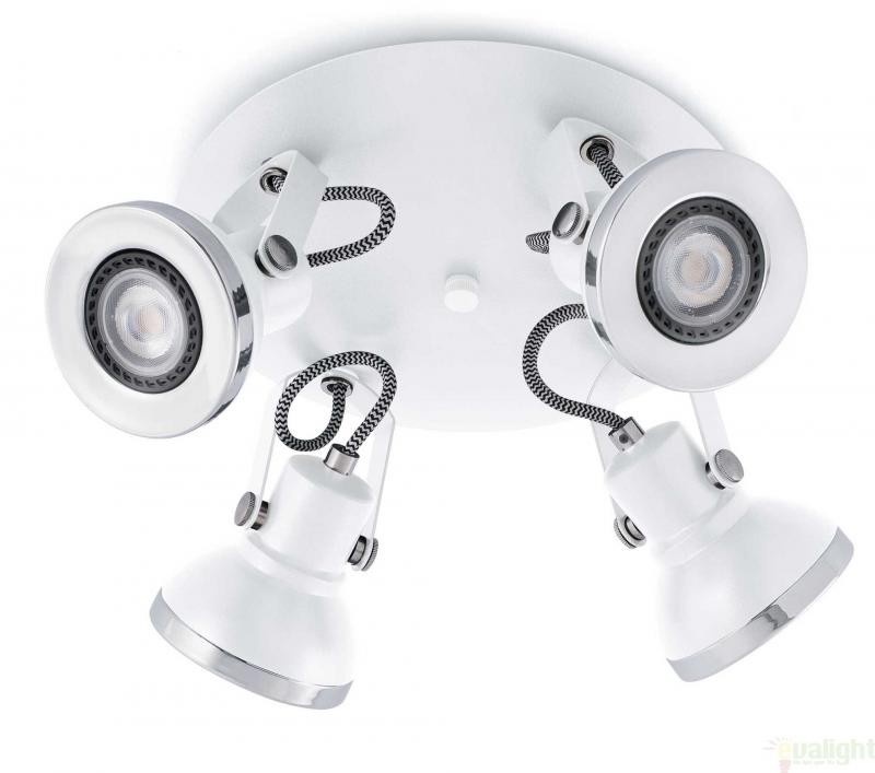 Plafoniera cu 4 spoturi cu iluminat, alb, RING 40559